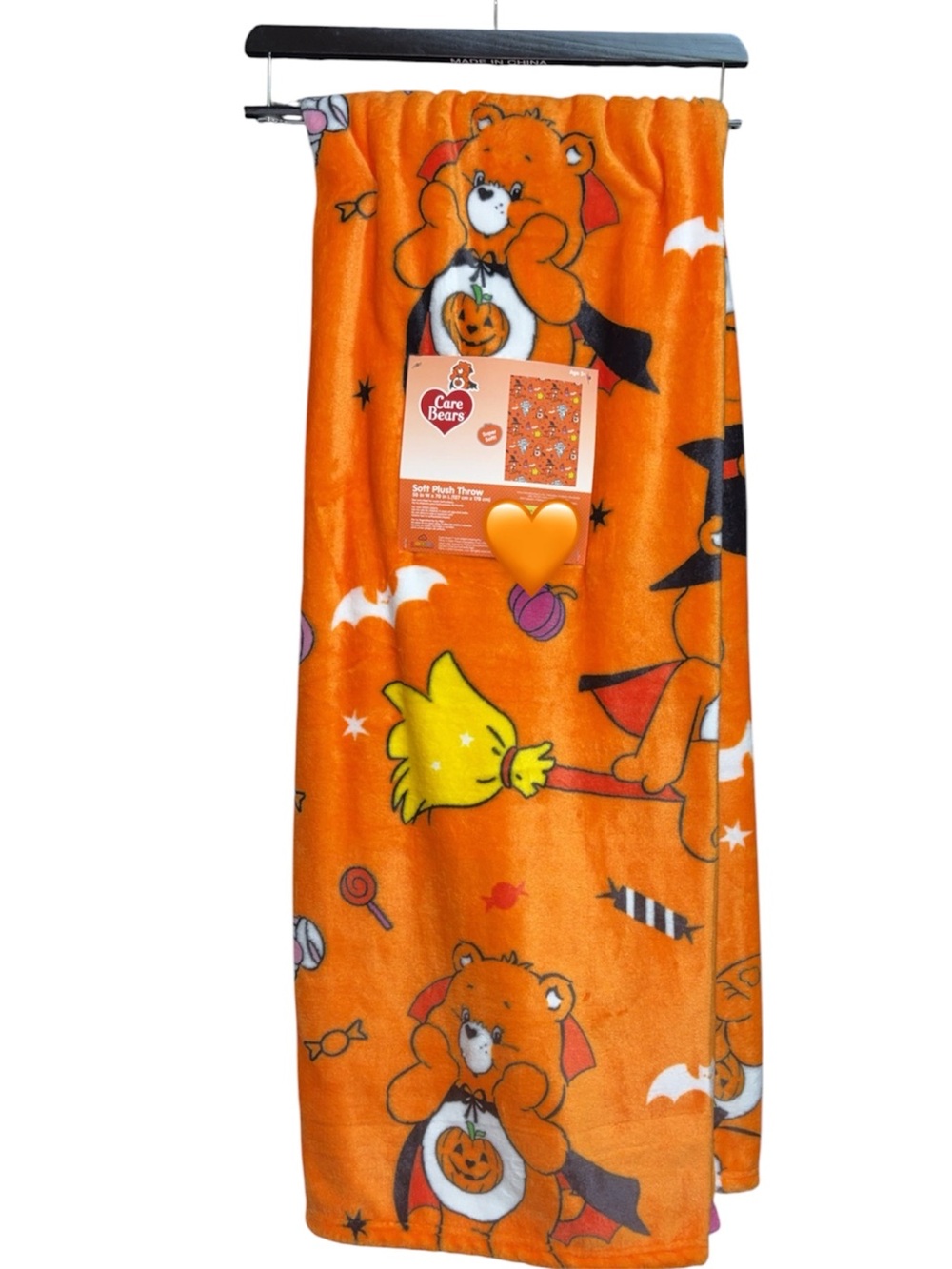 Care Bears Orange Halloween Plush Throw Blanket